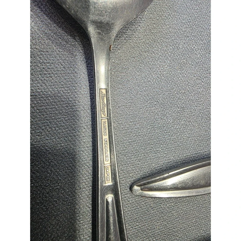 Vintage‎ Nasco Santiago Stainless Japan Spoon Set 4pc Slotted & Teaspoons Silver